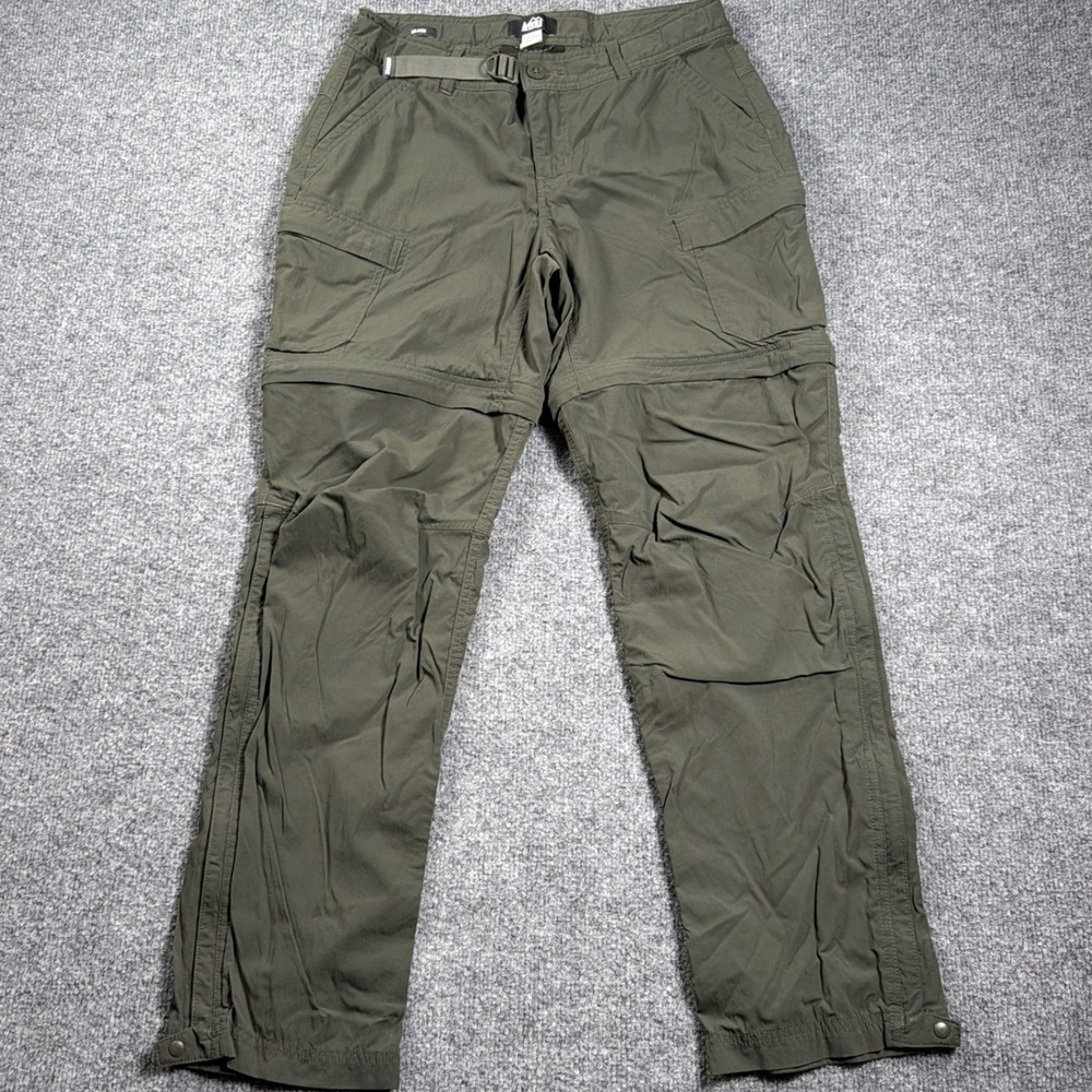 REI Co-op Sahara Convertible Pants Women 8 30x28 Olive Green Relaxed Hiking
